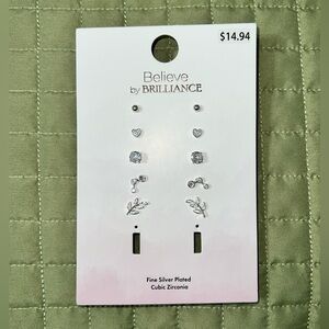 5 pack of silver earrings